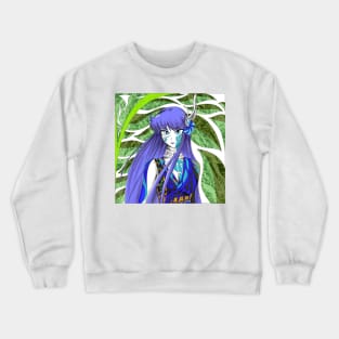 athena in floral cloth in mandala art in saint seiya Crewneck Sweatshirt